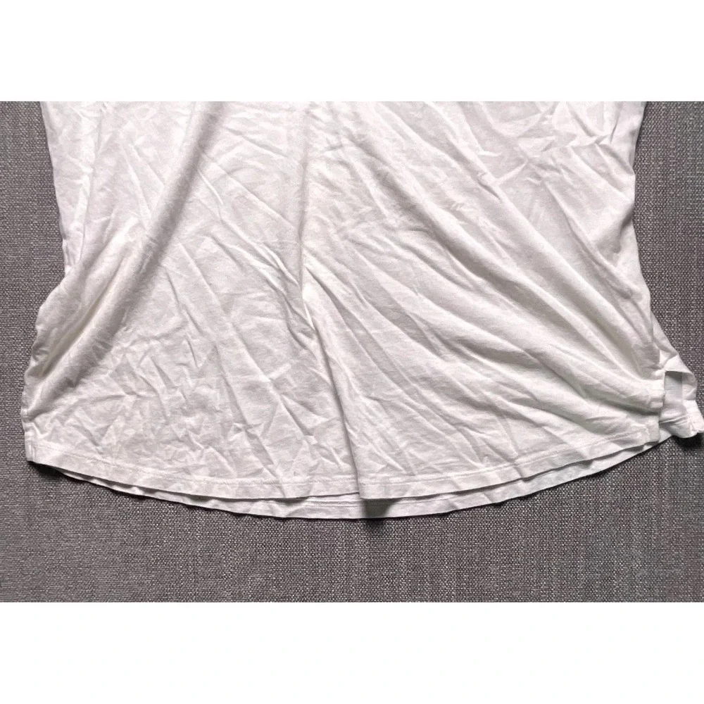 Michael Kors Womens White Lace Up Split Neck T Shirt Side Slit Round Hem Small